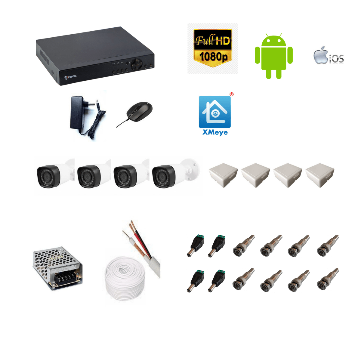 Camera De Monitoramento Kit com 4 cameras FULL HD
