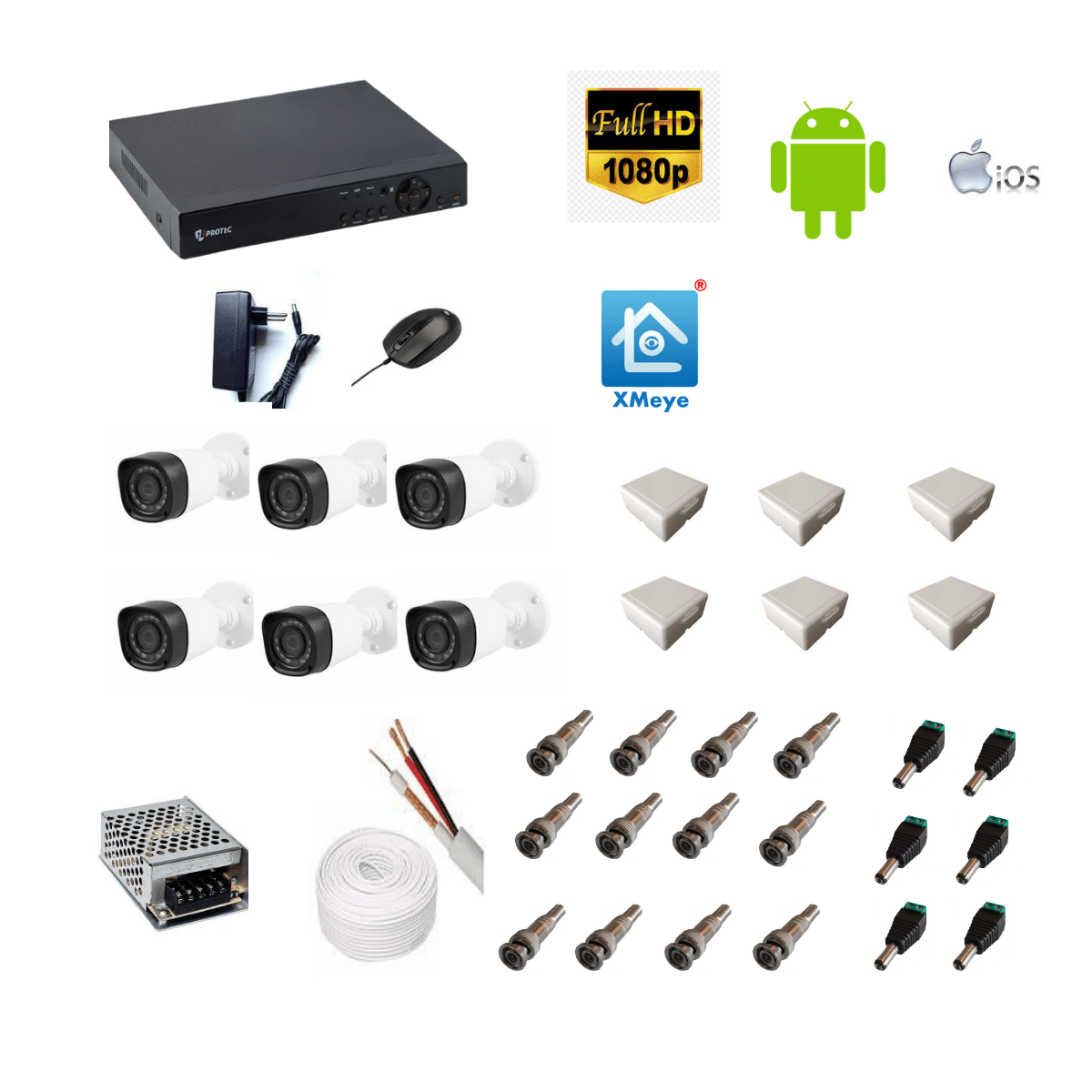 Camera De Monitoramento Kit com 6 cameras FULL HD