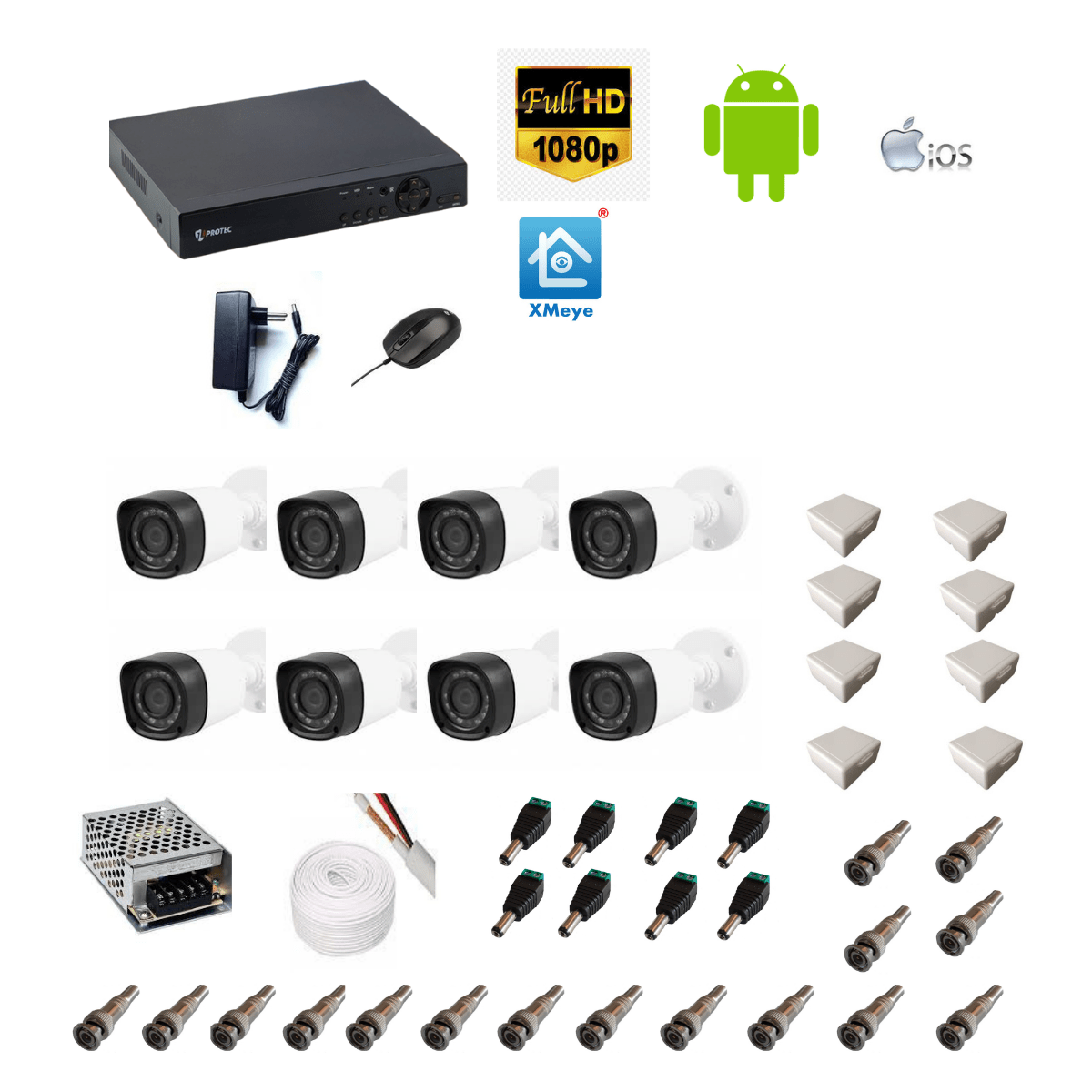 Camera De Monitoramento Kit com 8 cameras FULL HD
